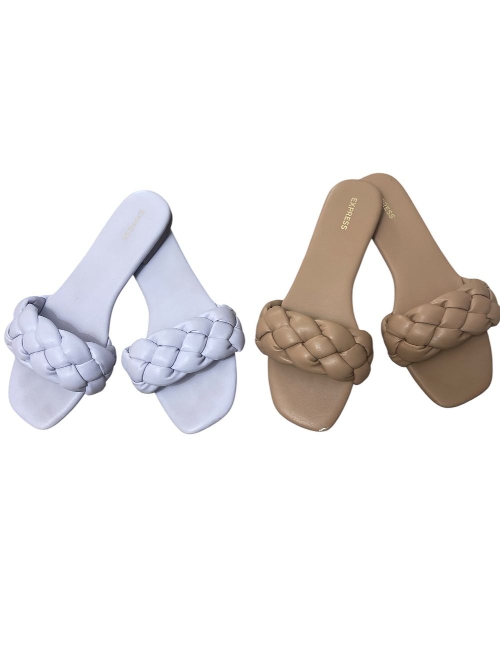 Express Women's Braided Slide Sandals Bundle in Lavender and Tan